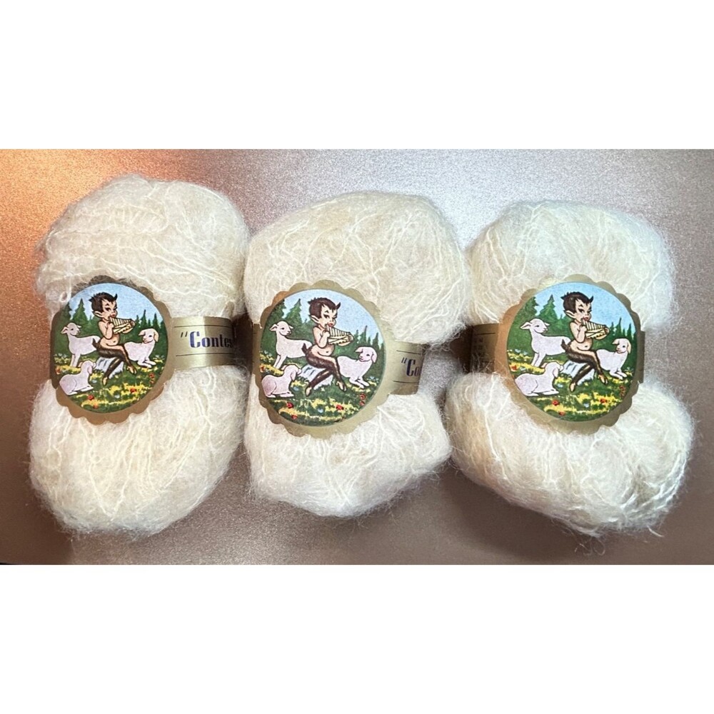 Vintage Contessa 100% Real Mohair Yarn Ivory/Cream 3 Skeins 40g Made in  Italy
